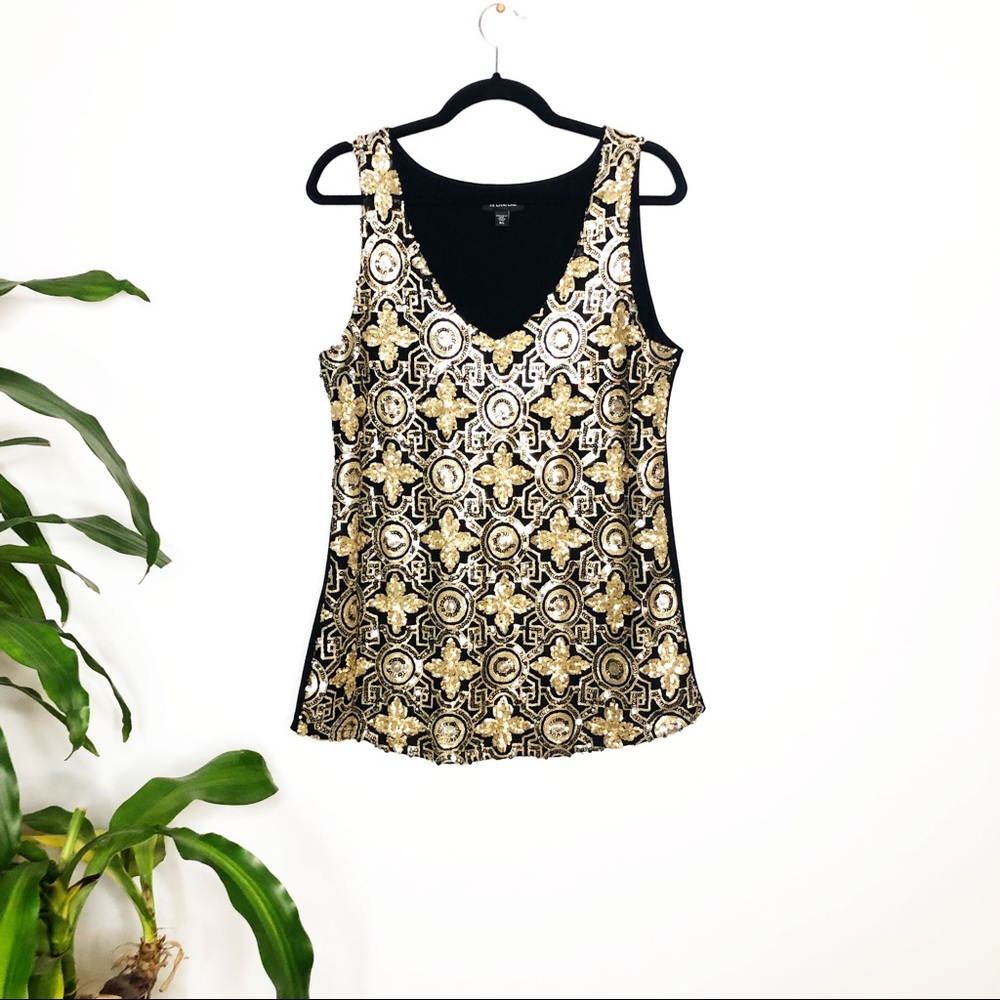 Le Chateau Black and Gold Tank Top